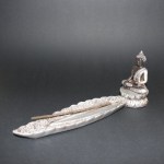 Thai Boeddha wierookhouder, polystone, zilver 28cm (460)